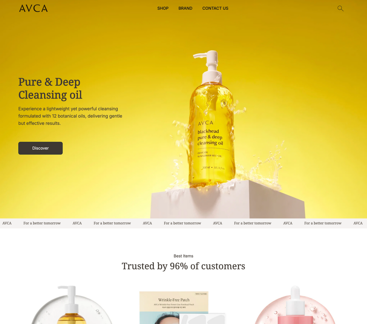 A bottle of A'Chica Pure & Deep Cleansing Oil on a yellow background with product images and text below.